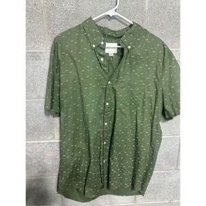 American Eagle Button Down Shirt Collared Flap Pocket Green XL